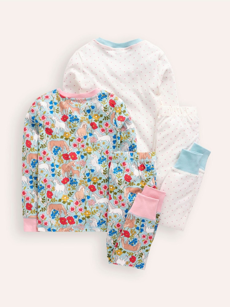 Boden Blue 100% Cotton Snug Pyjamas 2 Pack - Image 2 of 3