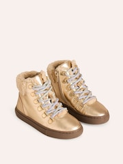 Boden Gold Cosy Leather Lace Up Boots - Image 2 of 3