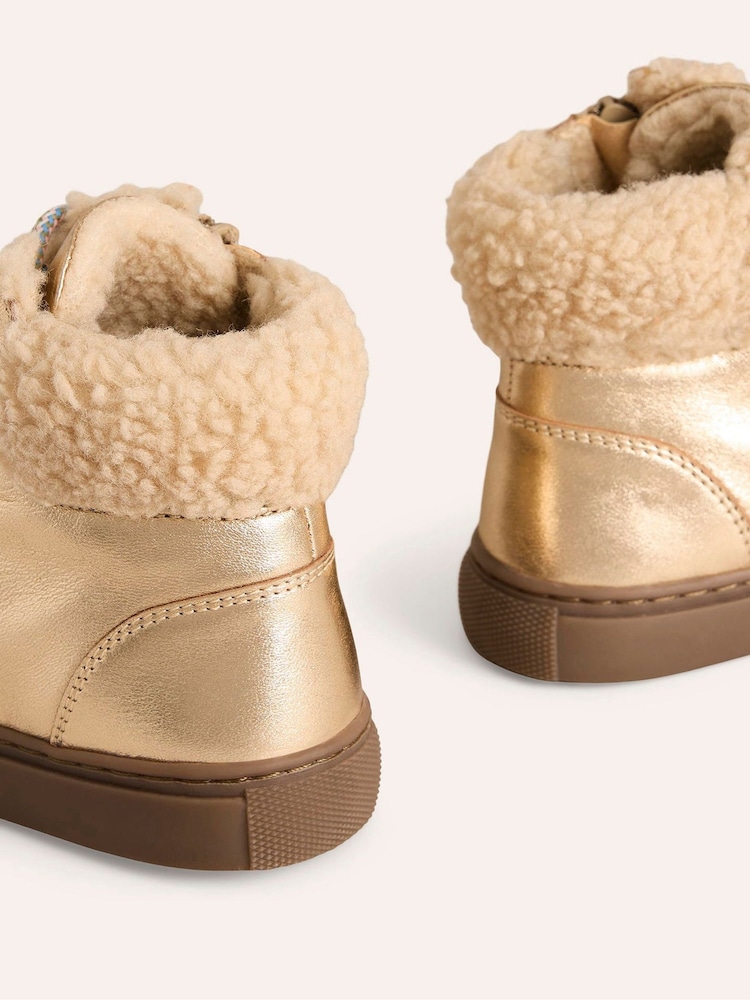 Boden Gold Cosy Leather Lace Up Boots - Image 3 of 3