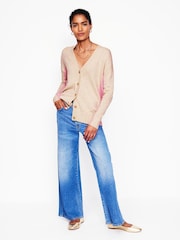 Boden Cream Zia Longline V-Neck Cardigan - Image 4 of 6