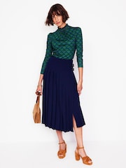 Boden Green Smocked Neck Printed Top - Image 4 of 5