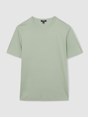 Reiss Sage Green Count Mercerised-Cotton Crew-Neck T-Shirt - Image 2 of 6