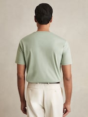 Reiss Sage Green Count Mercerised-Cotton Crew-Neck T-Shirt - Image 4 of 6