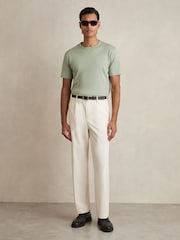 Reiss Sage Green Count Mercerised-Cotton Crew-Neck T-Shirt - Image 5 of 6