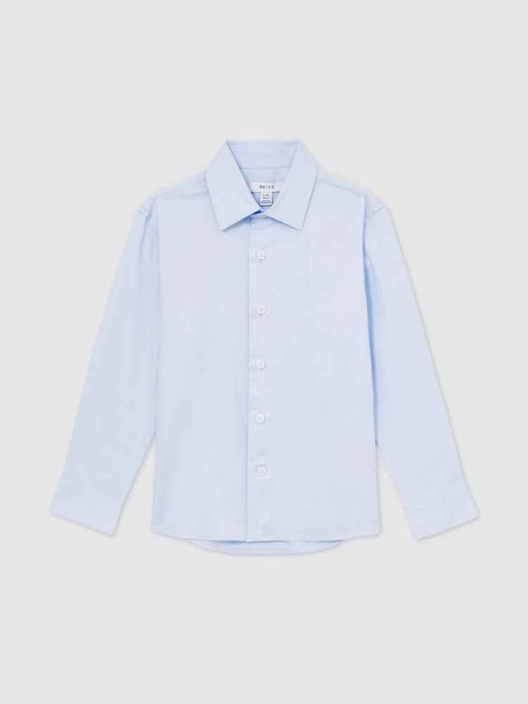 Reiss Soft Blue Remote 9-13 yrs Slim-Fit Cotton Shirt - Image 2 of 4