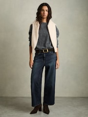 Reiss Dark Blue Myrtle Denim Culotte Jeans - Image 1 of 7