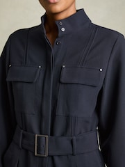 Reiss Navy Kaia Tailored Wide Leg Utility Jumpsuit - Image 3 of 5
