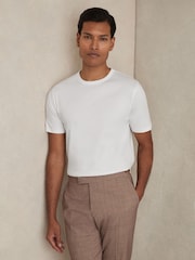 Reiss White Count Mercerised-Cotton Crew-Neck T-Shirt - Image 1 of 6