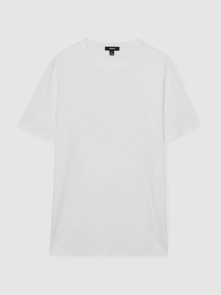 Reiss White Count Mercerised-Cotton Crew-Neck T-Shirt - Image 2 of 6