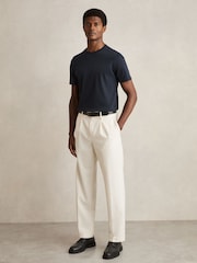 Reiss Navy Count Mercerised-Cotton Crew-Neck T-Shirt - Image 3 of 7
