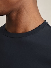 Reiss Navy Count Mercerised-Cotton Crew-Neck T-Shirt - Image 4 of 7