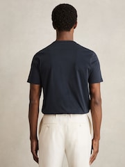 Reiss Navy Count Mercerised-Cotton Crew-Neck T-Shirt - Image 5 of 7