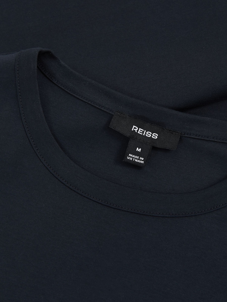 Azul marino - Reiss Count Mercerised-Cotton Crew-Neck T-Shirt - Imagen 7 de 7