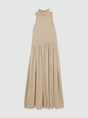 Reiss Neutral Blake Jersey Sleeveless Midi Dress - Image 2 of 6