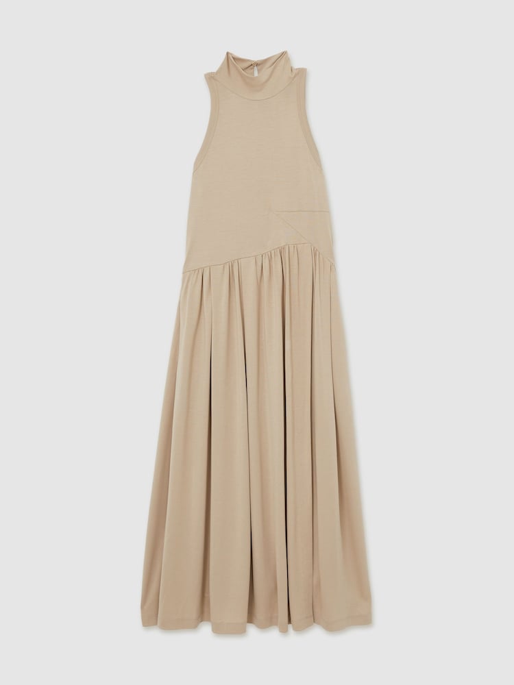 Reiss Neutral Blake Jersey Sleeveless Midi Dress - Image 2 of 6