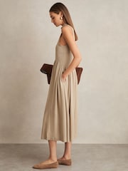 Reiss Neutral Blake Jersey Sleeveless Midi Dress - Image 3 of 6
