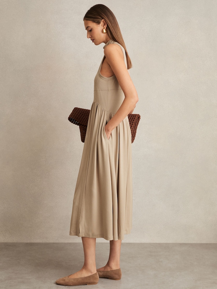 Buy Reiss Neutral Blake Jersey Sleeveless Midi Dress from Next USA