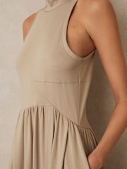 Reiss Neutral Blake Jersey Sleeveless Midi Dress - Image 4 of 6