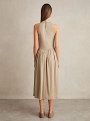 Reiss Neutral Blake Jersey Sleeveless Midi Dress - Image 5 of 6
