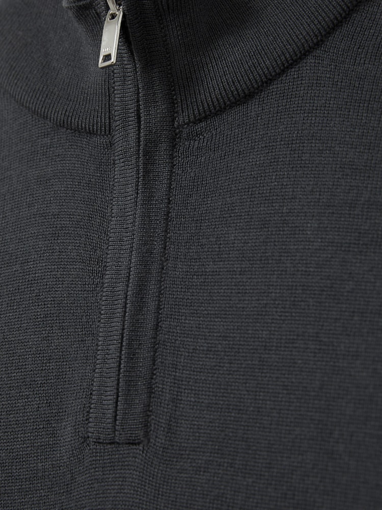 Reiss Blackened Blue Blackhall 3-9 yrs Merino Wool Half-Zip Funnel Neck Jumper - Image 4 of 4