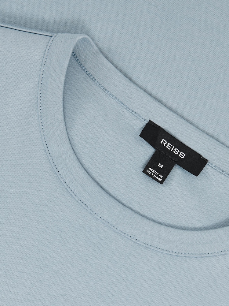 Reiss Soft Blue Count Mercerised-Cotton Crew-Neck T-Shirt - Image 6 of 6