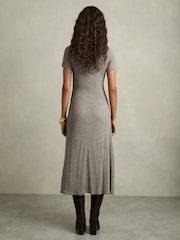 Reiss Grey Hadley Petite Jersey Twist-Detail Midi Dress - Image 4 of 7