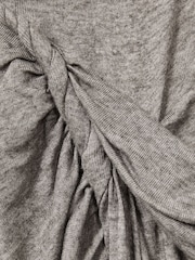 Reiss Grey Hadley Petite Jersey Twist-Detail Midi Dress - Image 6 of 7