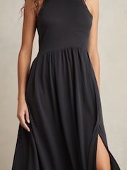 Reiss Navy Blake Jersey Sleeveless Midi Dress - Image 3 of 5