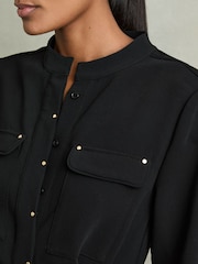 Reiss Black Isla Twill Belted Shirt Dress - Image 3 of 5