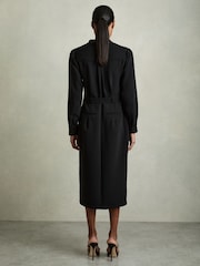 Reiss Black Isla Twill Belted Shirt Dress - Image 4 of 5