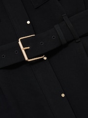 Reiss Black Isla Twill Belted Shirt Dress - Image 5 of 5