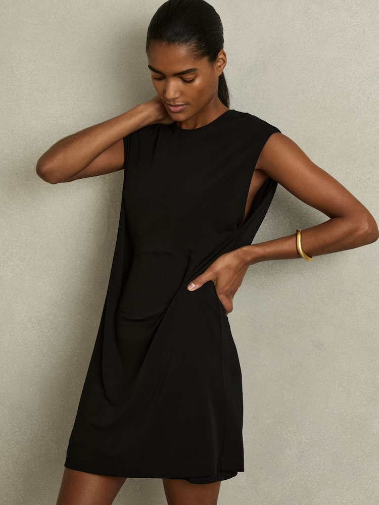 Reiss Black Chelsea Corset Jersey Mini Dress - Image 1 of 6