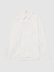 Reiss Ivory Lacey Lace-Front Shirt With Cotton - Image 2 of 7