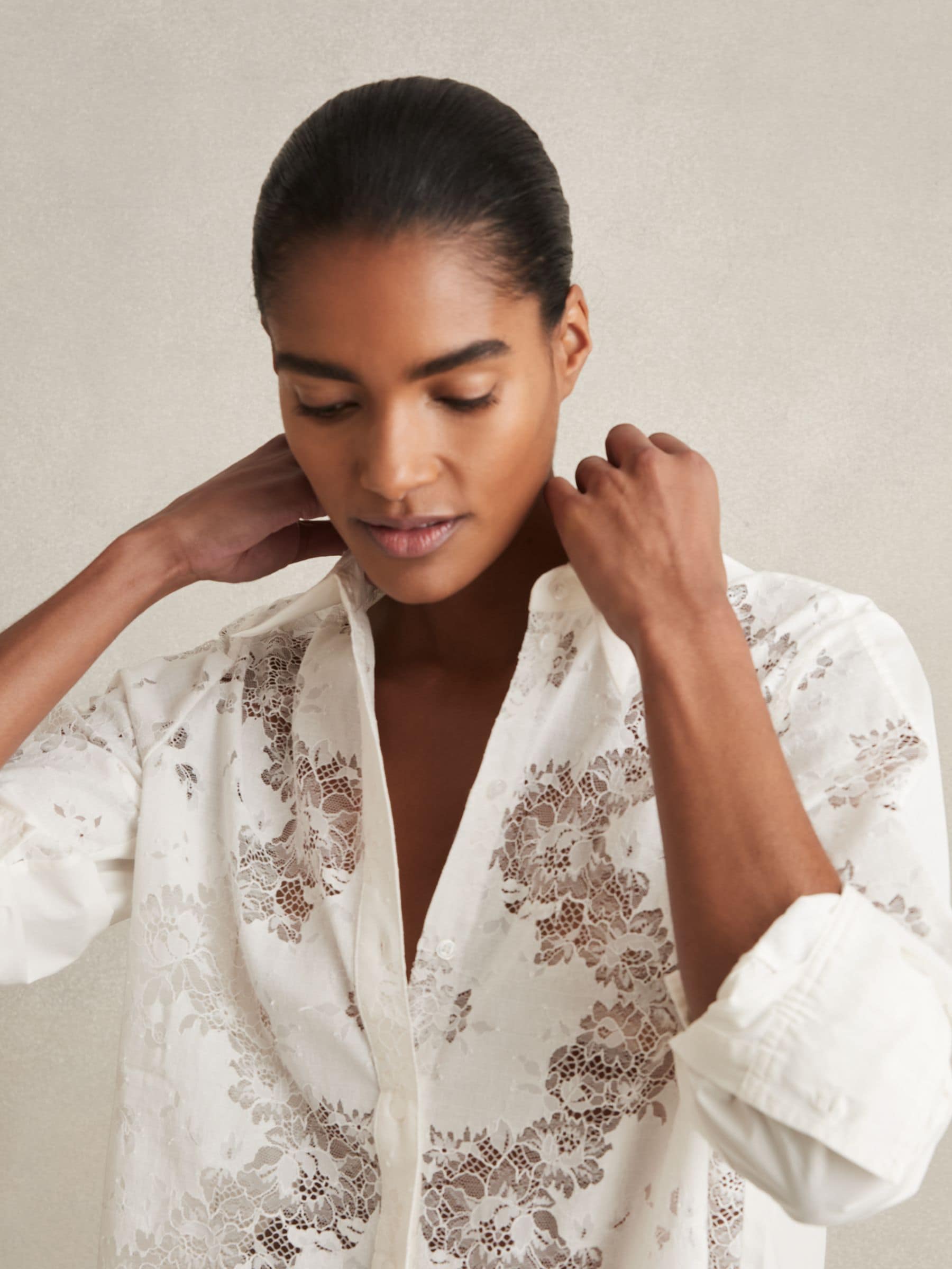 トップス andmary Lacey mary logo tops ivory Lacey mary logo tops