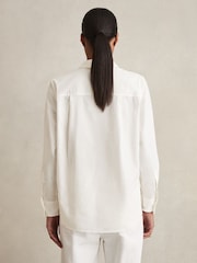 Reiss Ivory Lacey Lace-Front Shirt With Cotton - Image 6 of 7