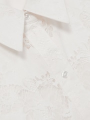 Reiss Ivory Lacey Lace-Front Shirt With Cotton - Image 7 of 7