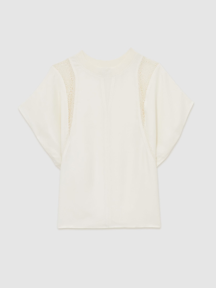 Reiss Cream Harlowe Lace-Insert T-Shirt - Image 2 of 6
