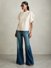Reiss Cream Harlowe Lace-Insert T-Shirt - Image 3 of 6
