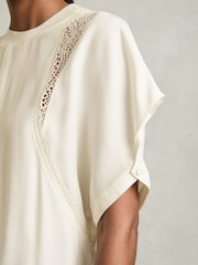Reiss Cream Harlowe Lace-Insert T-Shirt - Image 4 of 6