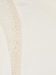 Reiss Cream Harlowe Lace-Insert T-Shirt - Image 6 of 6