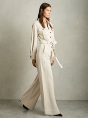 Reiss Cream Anais Wide Leg Utility Jumpsuit - Image 5 of 6