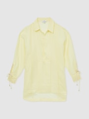Reiss Yellow Talia Ramie Open-Collar Kaftan Shirt - Image 2 of 6