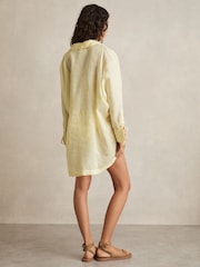 Reiss Yellow Talia Ramie Open-Collar Kaftan Shirt - Image 4 of 6