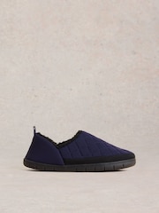 White Stuff Blue Nylon Puffer Slippers - Image 1 of 4
