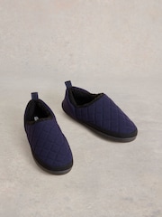 White Stuff Blue Nylon Puffer Slippers - Image 2 of 4