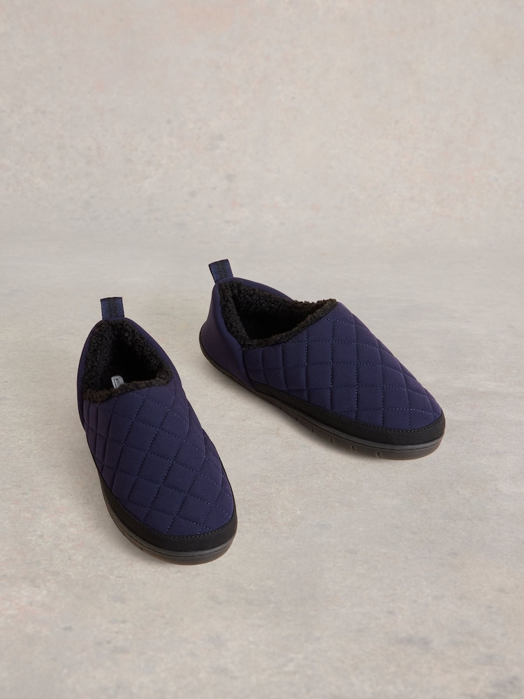 White Stuff Blue Nylon Puffer Slippers - Image 2 of 4