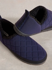 White Stuff Blue Nylon Puffer Slippers - Image 4 of 4