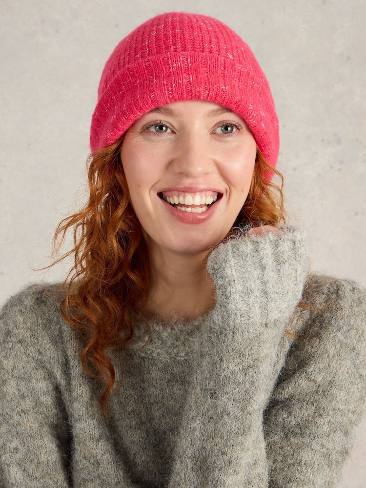 White Stuff Pink Abby Knitted Beanie - Image 1 of 3