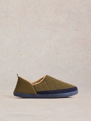 White Stuff Green Nylon Puffer Slippers - Image 1 of 4