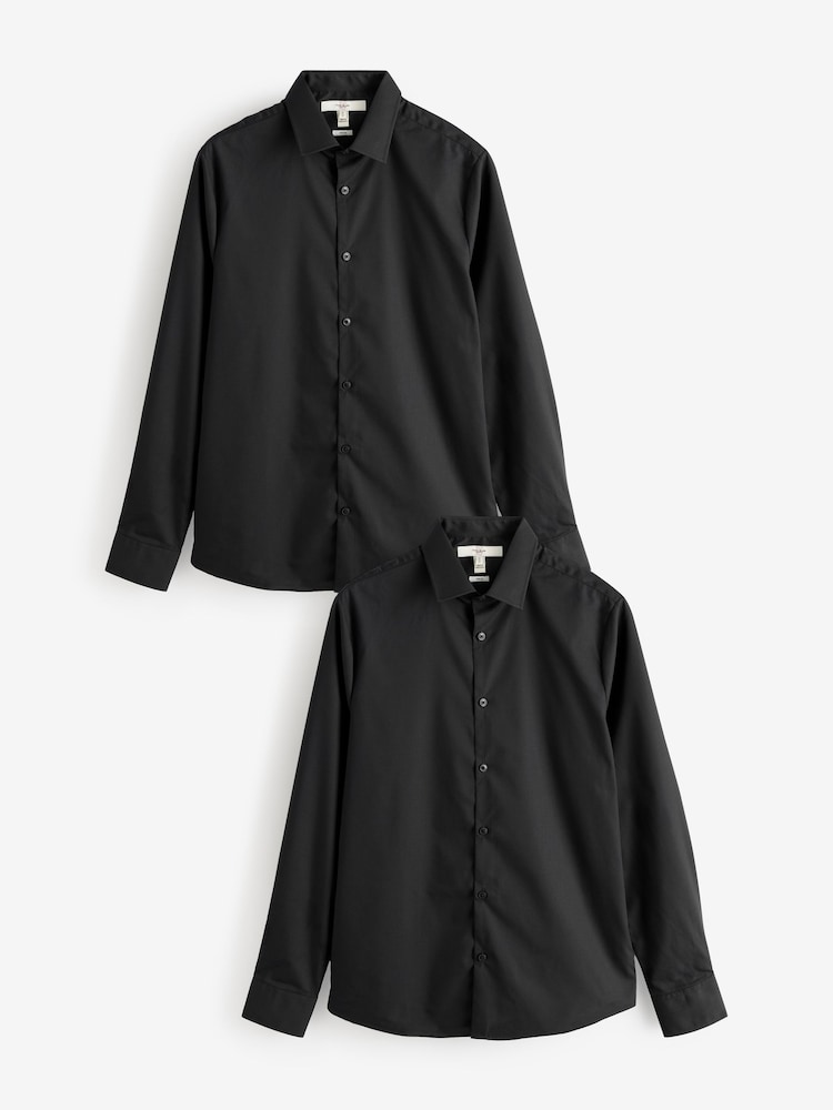 River Island Black Slim Fit Shirts 2 Pack - Image 1 of 2